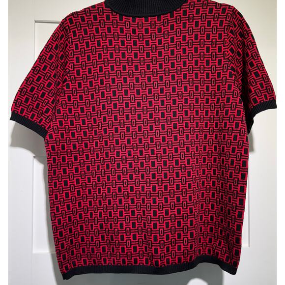 Westbound Vintage Pullover Mock Neck Sweater Red/Black Geometric Size L RN58909 - Picture 5 of 7